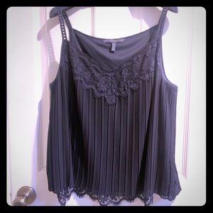 WHBM Black Mia Lace Pleated Camisole NWOT